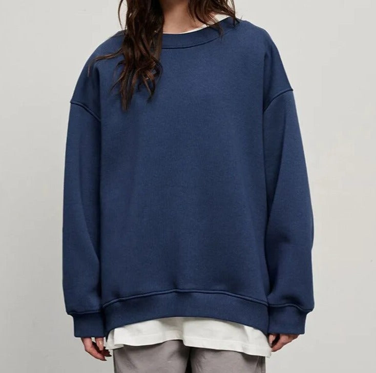 Mae - Damens Grundläggande Sweatshirt med Rund Hals